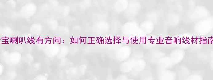 图片 金宝喇叭线有方向：如何正确选择与使用专业音响线材指南2