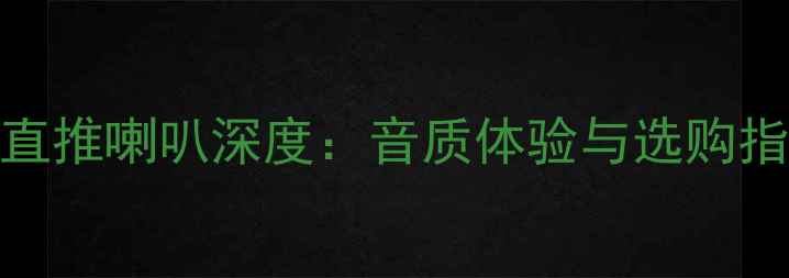 图片 阿尔派73直推喇叭深度：音质体验与选购指南全攻略