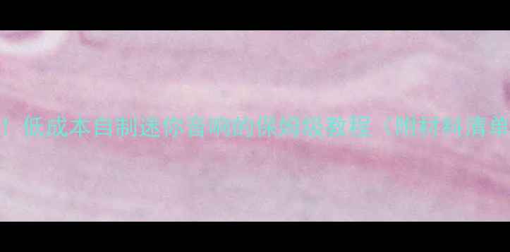 图片 零基础也能做！低成本自制迷你音响的保姆级教程（附材料清单+避坑指南）2