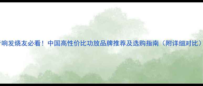 图片 音响发烧友必看！中国高性价比功放品牌推荐及选购指南（附详细对比）2