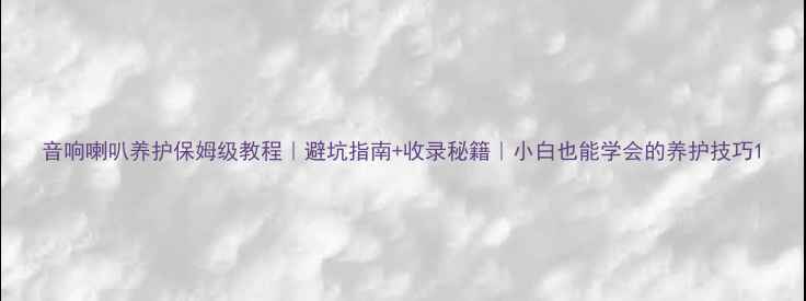 图片 音响喇叭养护保姆级教程｜避坑指南+收录秘籍｜小白也能学会的养护技巧1