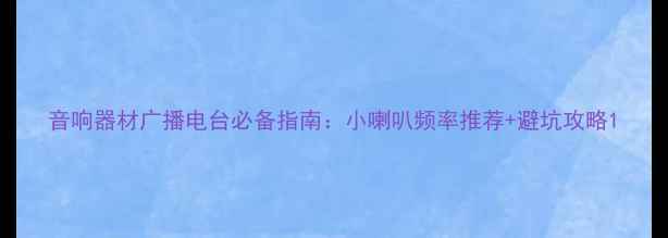 图片 音响器材广播电台必备指南：小喇叭频率推荐+避坑攻略1