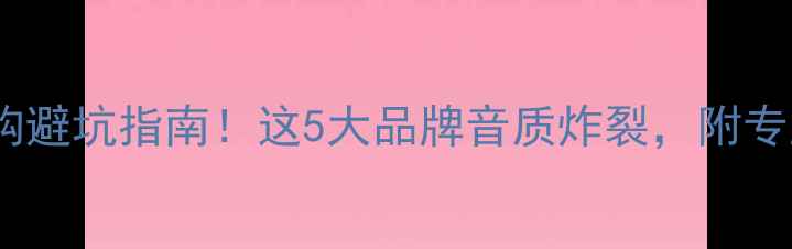 图片 音响器材选购避坑指南！这5大品牌音质炸裂，附专业设备清单1