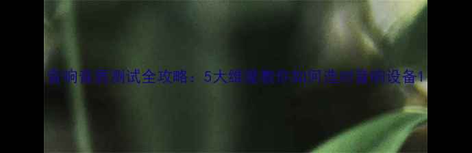 图片 音响音质测试全攻略：5大维度教你如何选对音响设备1