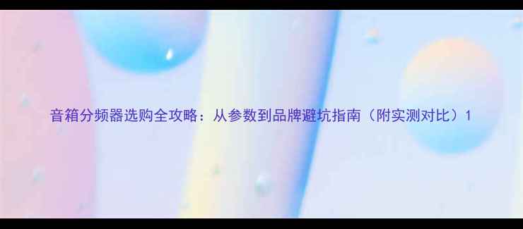 图片 音箱分频器选购全攻略：从参数到品牌避坑指南（附实测对比）1