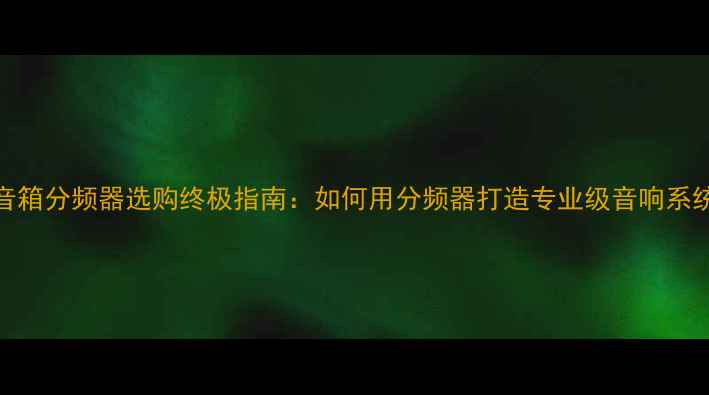 图片 音箱分频器选购终极指南：如何用分频器打造专业级音响系统