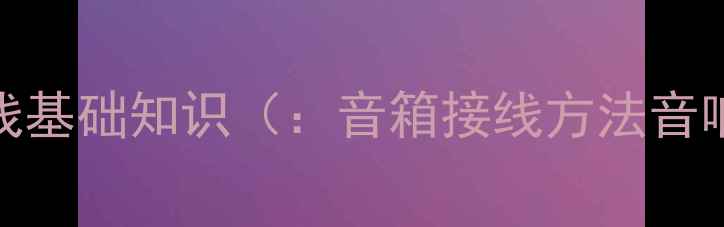 图片 音箱喇叭接线基础知识（：音箱接线方法音响安装接线）