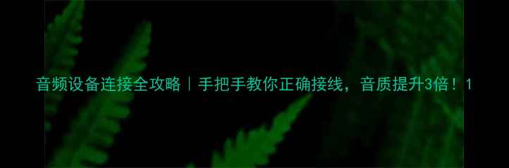 图片 音频设备连接全攻略｜手把手教你正确接线，音质提升3倍！1