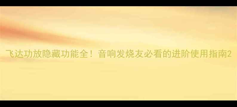 图片 飞达功放隐藏功能全！音响发烧友必看的进阶使用指南2