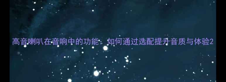 图片 高音喇叭在音响中的功能：如何通过选配提升音质与体验2