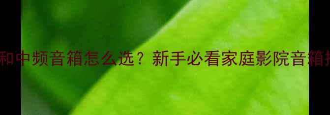 图片 高频音箱和中频音箱怎么选？新手必看家庭影院音箱搭配指南2