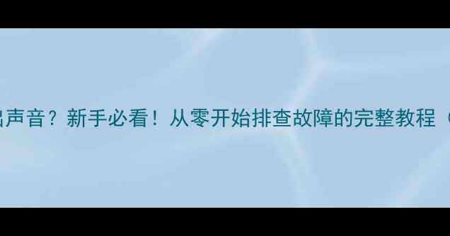 图片 🎵6sp喇叭不出声音？新手必看！从零开始排查故障的完整教程（附详细图解）