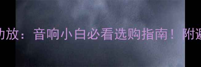 图片 🎵Pass功放vs主动功放：音响小白必看选购指南！附避坑攻略与实测对比