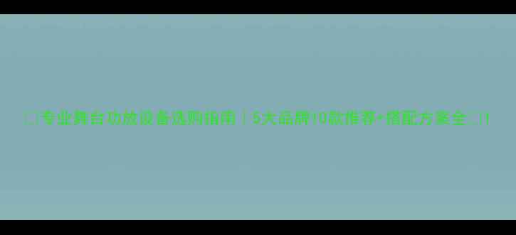 图片 🎵专业舞台功放设备选购指南｜5大品牌10款推荐+搭配方案全✨1
