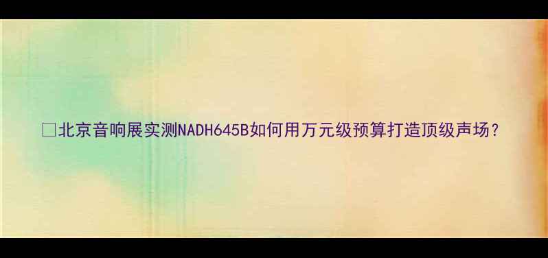 图片 🎵北京音响展实测NADH645B如何用万元级预算打造顶级声场？