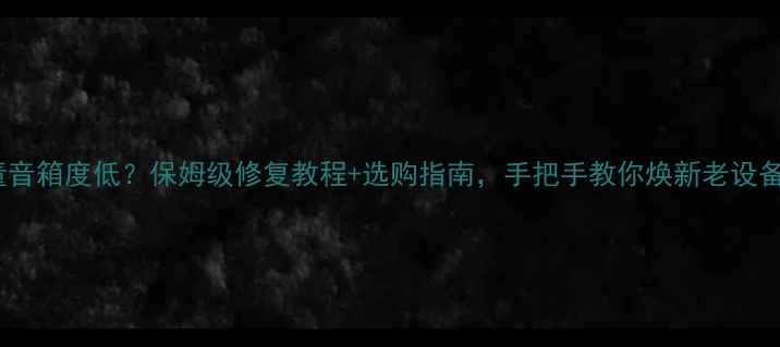 图片 🎵古董音箱度低？保姆级修复教程+选购指南，手把手教你焕新老设备！🎶1