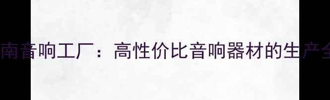 图片 🎵探访越南音响工厂：高性价比音响器材的生产全流程🎶2