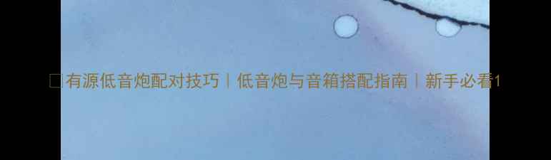 图片 🎵有源低音炮配对技巧｜低音炮与音箱搭配指南｜新手必看1