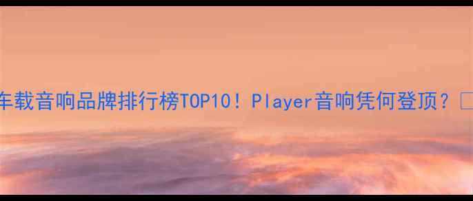 图片 🎵车载音响品牌排行榜TOP10！Player音响凭何登顶？🚗💨