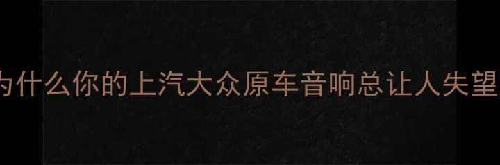 图片 💡为什么你的上汽大众原车音响总让人失望？1