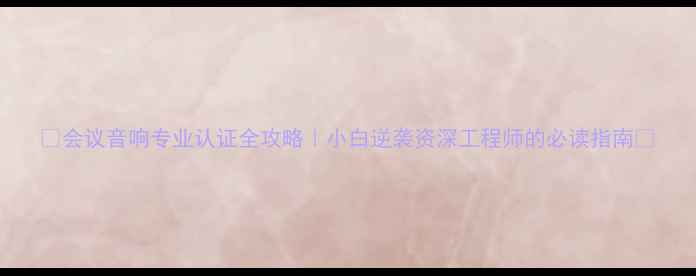 图片 💡会议音响专业认证全攻略｜小白逆袭资深工程师的必读指南💡