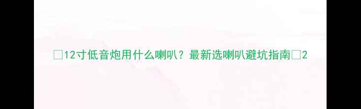 图片 🔥12寸低音炮用什么喇叭？最新选喇叭避坑指南🔥2