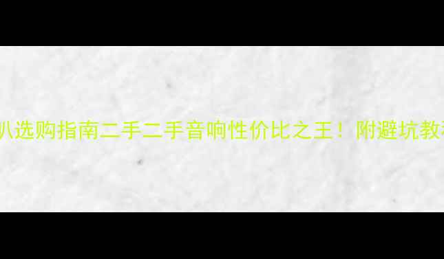 图片 🔥4寸全频喇叭选购指南二手二手音响性价比之王！附避坑教程+搭配方案2