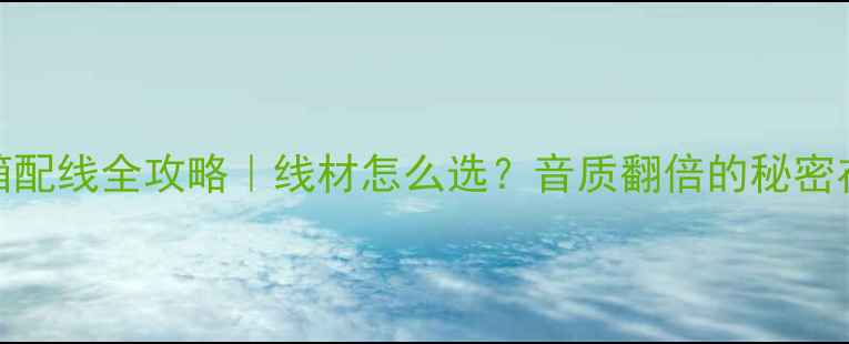 图片 🔥ATC音箱配线全攻略｜线材怎么选？音质翻倍的秘密在这里！1