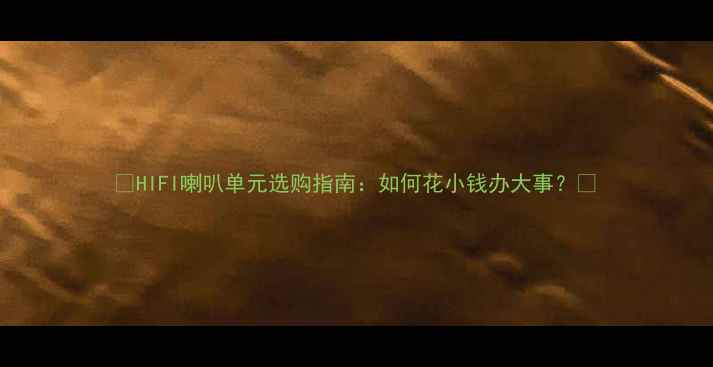 图片 🔥HIFI喇叭单元选购指南：如何花小钱办大事？🎧