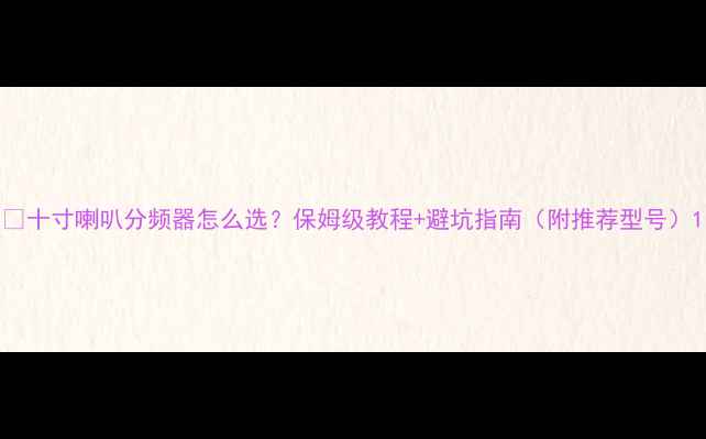 图片 🔥十寸喇叭分频器怎么选？保姆级教程+避坑指南（附推荐型号）1