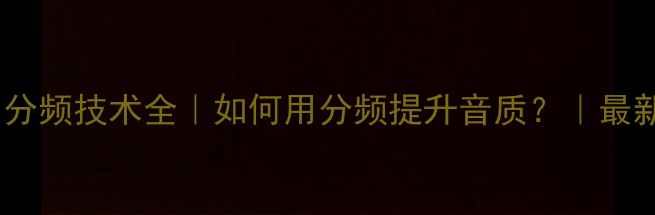 图片 🔥发烧音响分频技术全｜如何用分频提升音质？｜最新选购指南1