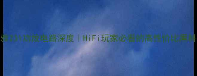 图片 🔥声雅231功放电路深度｜HiFi玩家必看的高性价比黑科技！