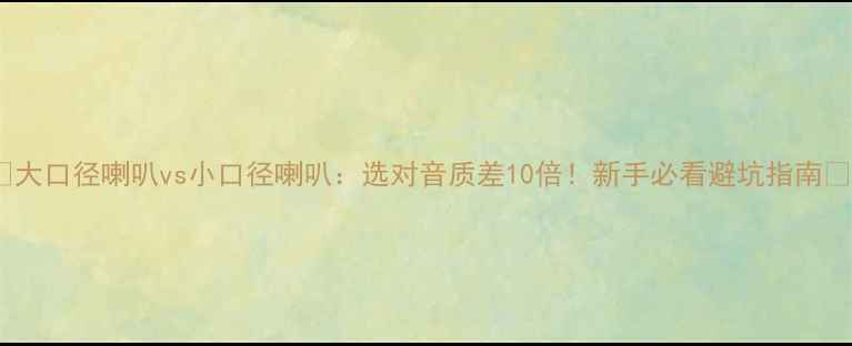 图片 🔥大口径喇叭vs小口径喇叭：选对音质差10倍！新手必看避坑指南🎶1