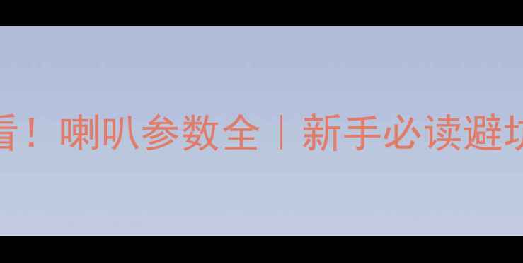 图片 🔥必看！喇叭参数全｜新手必读避坑指南