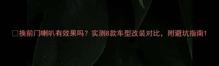 图片 🔥换前门喇叭有效果吗？实测8款车型改装对比，附避坑指南1