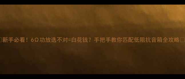 图片 🔥新手必看！6Ω功放选不对=白花钱？手把手教你匹配低阻抗音箱全攻略🔥1