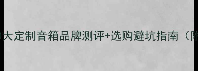 图片 🔥最新推荐｜10大定制音箱品牌测评+选购避坑指南（附详细对比表）1