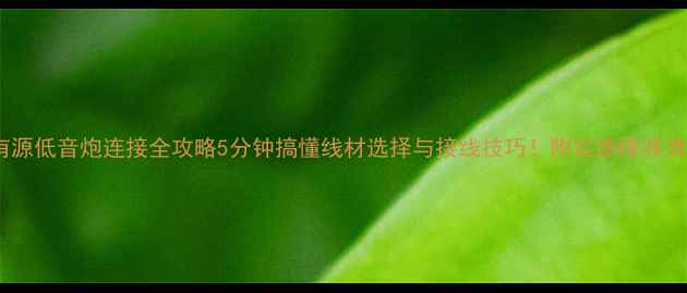 图片 🔥有源低音炮连接全攻略5分钟搞懂线材选择与接线技巧！附实测推荐清单1