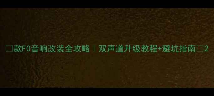 图片 🔥款F0音响改装全攻略｜双声道升级教程+避坑指南🔥2