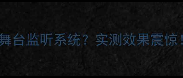 图片 🔥汽车音响改装成舞台监听系统？实测效果震惊！监听党必看攻略2