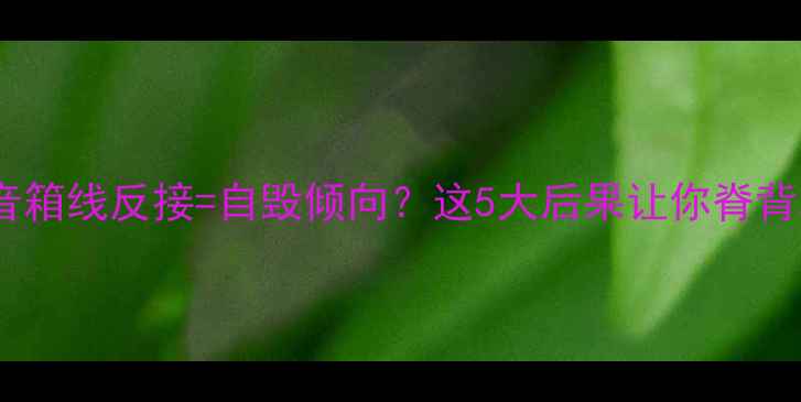 图片 🔥演出音箱线反接=自毁倾向？这5大后果让你脊背发凉🔥1