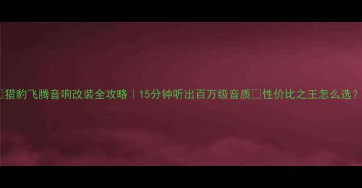 图片 🔥猎豹飞腾音响改装全攻略｜15分钟听出百万级音质✨性价比之王怎么选？1