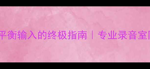 图片 🔥甲类功放带平衡输入的终极指南｜专业录音室同款黑科技🔥2