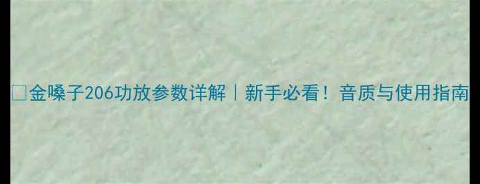 图片 🔥金嗓子206功放参数详解｜新手必看！音质与使用指南