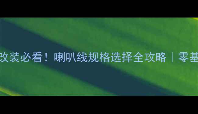 图片 🔧汽车音响改装必看！喇叭线规格选择全攻略｜零基础避坑指南