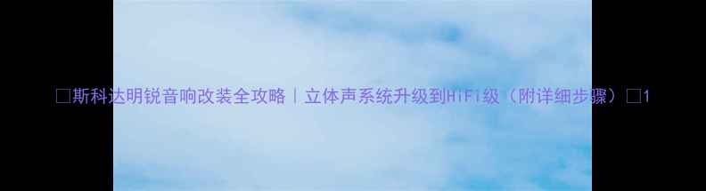 图片 🚗斯科达明锐音响改装全攻略｜立体声系统升级到HiFi级（附详细步骤）🎶1